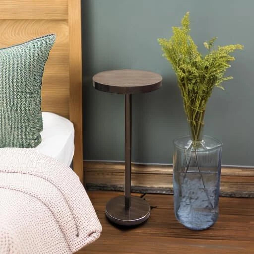 Pedestal Side Table,Beverage Table,Small Round Side Table,Martini Table, Brown 07FC0E-D4 - KOEEK