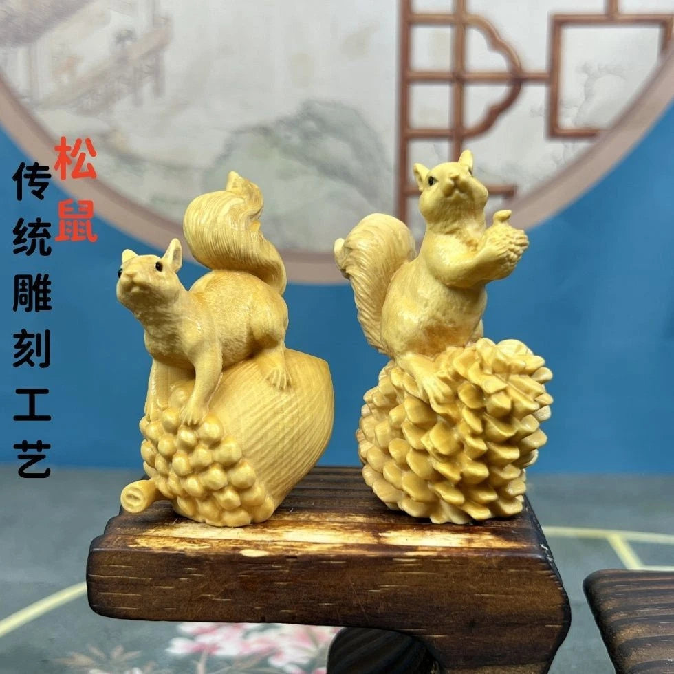 7cm Boxwood Carved Pair of Wealth Hand Pieces Home Décor Chinese Style Gift 07FC0E-D4 - KOEEK