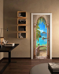 3D Arch Terrace Seascape Self Adhesive Mural Wall Bedroom Door Sticker Decor 07FC0E-D4 - KOEEK