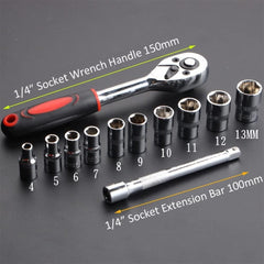 new 12-Piece Ratchet Socket Wrench Set, Drive Set of Small, As Shown 07FC0E-D4 - KOEEK