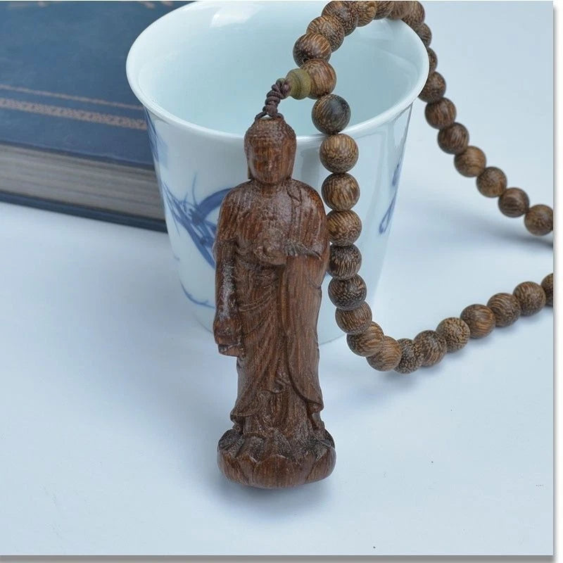 108 Beads Mala Necklace Multi Layer Buddhist Gift Agarwood Bracelet White Kyara 07FC0E-D4 - KOEEK