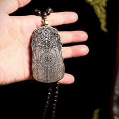 Nha Trang Agarwood Dainichi Pendant Necklace Guardian Deity Sweater Chain 07FC0E-D4 - KOEEK