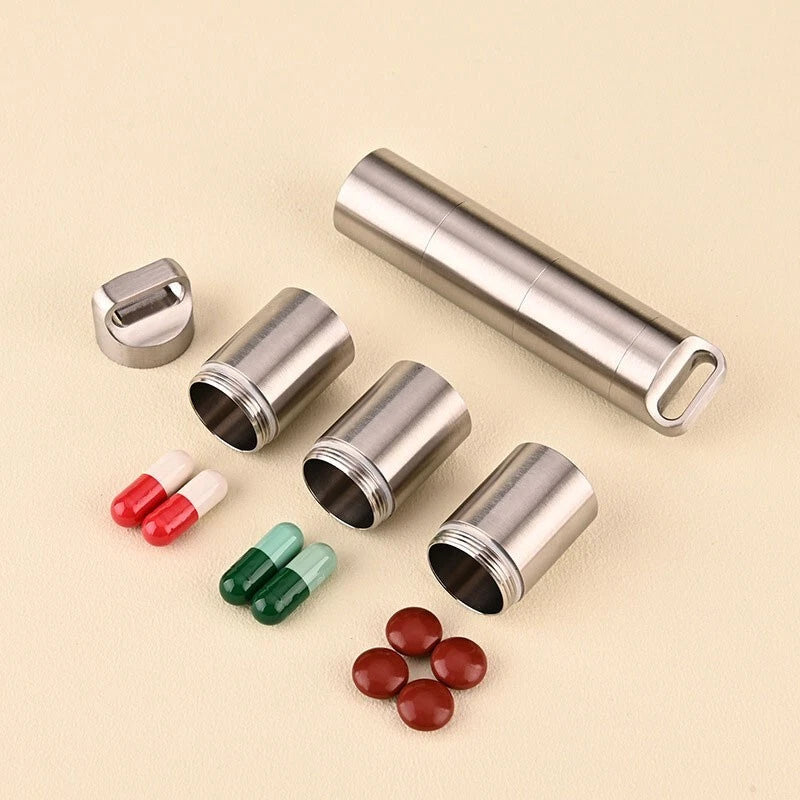 Waterproof Subpackage Pill Case Sealed Container Survival Box Key chain Outdoor 07FC0E-D4 - KOEEK