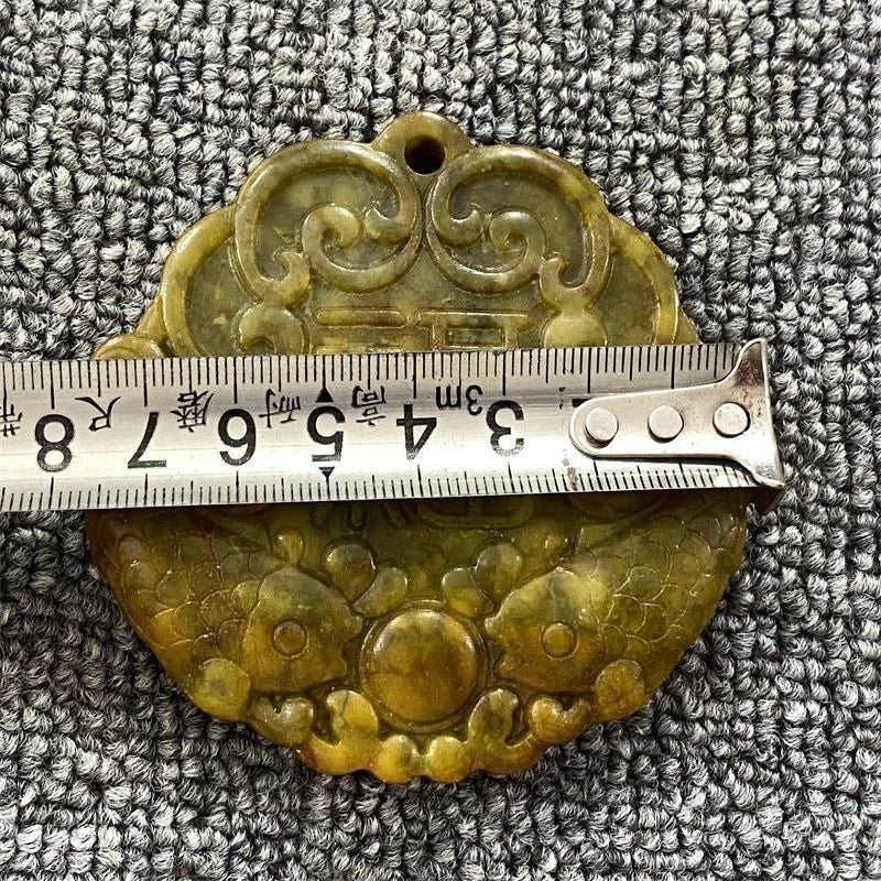 Jade Xiuyu Stone Carved Double Fish Figurine Collectible Amulet Jade Sculpture 07FC0E-D4 - KOEEK