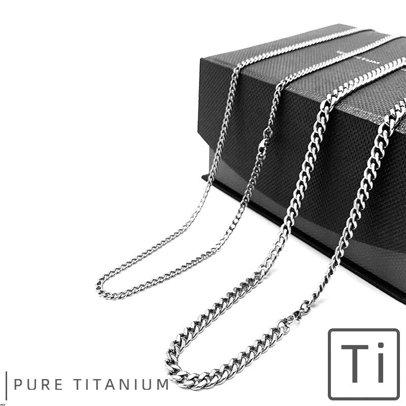 Pure Titanium Anti-allergy Necklace 2.2mm 3.5mm 5.5mm Curb Chain 22'' 24'' 26'' 07FC0E-D4 - KOEEK