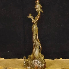 4.7" Chinese Retro Bronze Fairy Beauty Handmade Carving Statue Homen Ornament 07FC0E-D4 - KOEEK