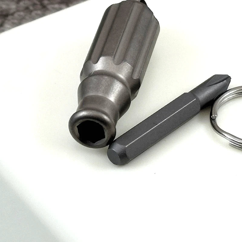 Mini Pocket Titanium S2 steel Screwdriver Portable Outdoor Keychain EDC Gadget 07FC0E-D4 - KOEEK