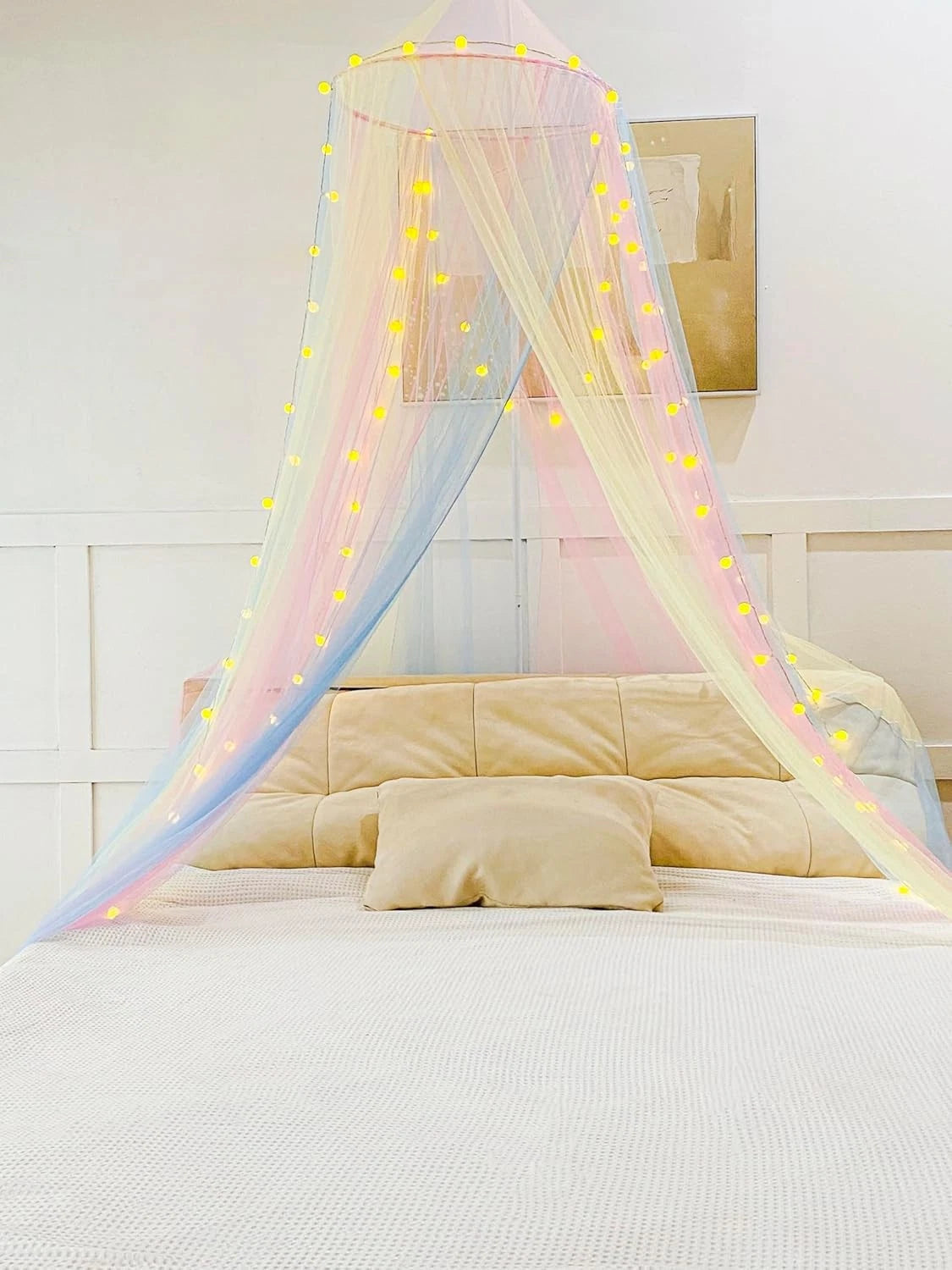 Mosquito Net Bed Canopy for Girls,Rainbow Canopy Bed Curtains Full Queen Size 07FC0E-D4 - KOEEK