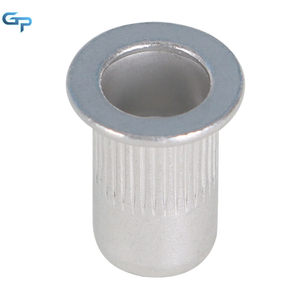 100 Pcs High Quality 6mm M6 Flat Head Aluminum Rivet Nut Rivnut Insert Nut New