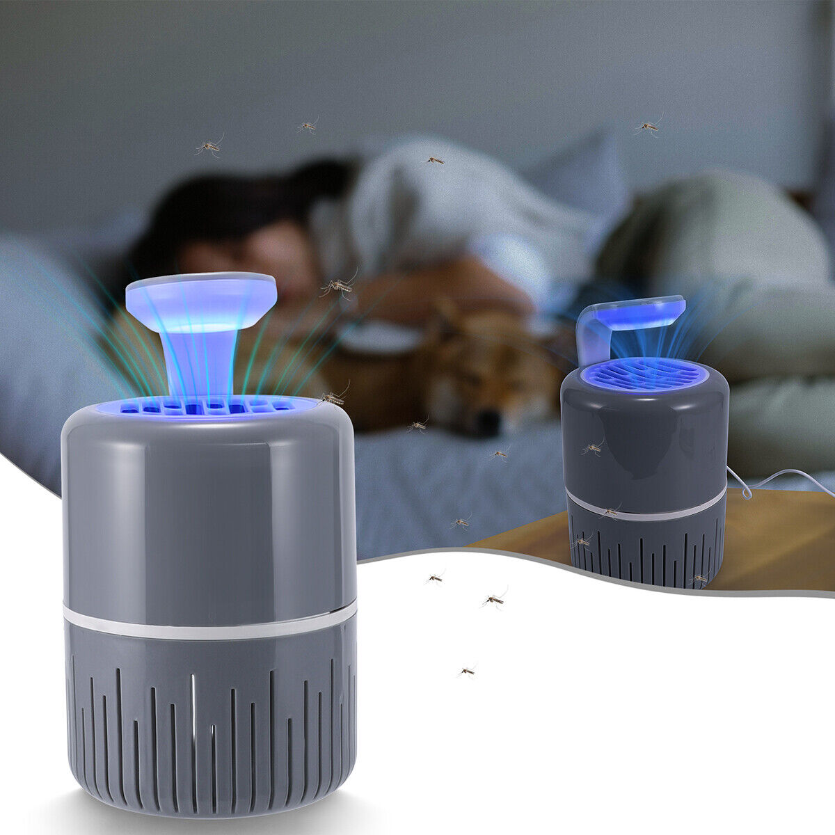 ny 360° elektrisk fluesapper Myggbug Insektdreper LED-lysfelle Skadedyrkontroll