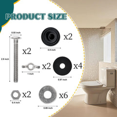 used 2PCS M6 Universal Toilet Tank to Bowl Bolts Kit, Heavy Duty Metallic + Black 07FC0E-D4 - KOEEK