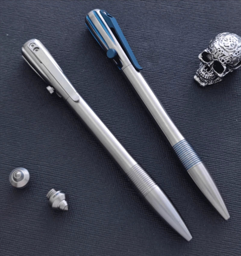 EDC Titanium Alloy Pocket Ballpoint Pen Tactical Working Signature Pen 5-Refills 07FC0E-D4 - KOEEK