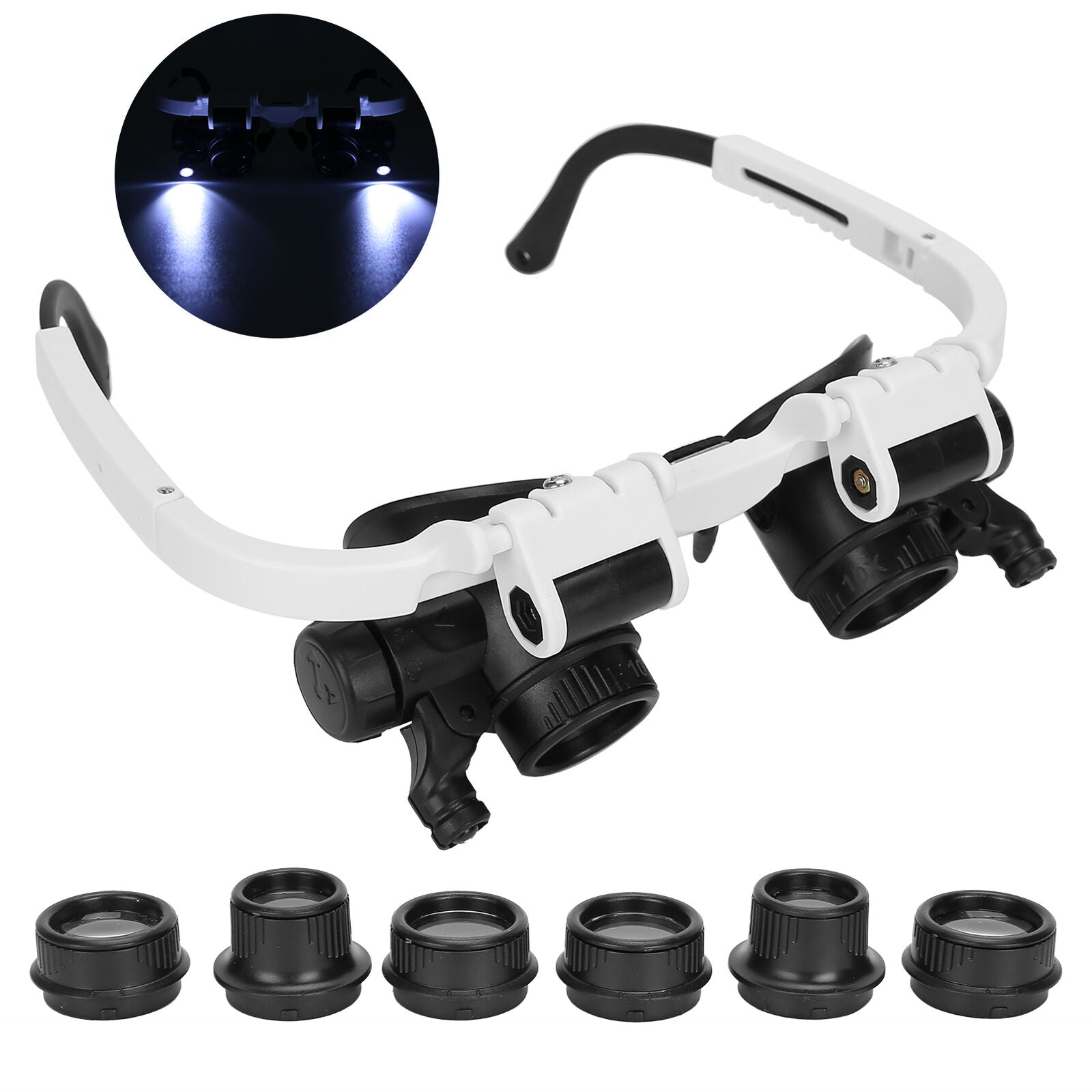 new Headband Magnifier Glasses Hands LED Light Head Loupe For Jeweler Repai koeek - KOEEK