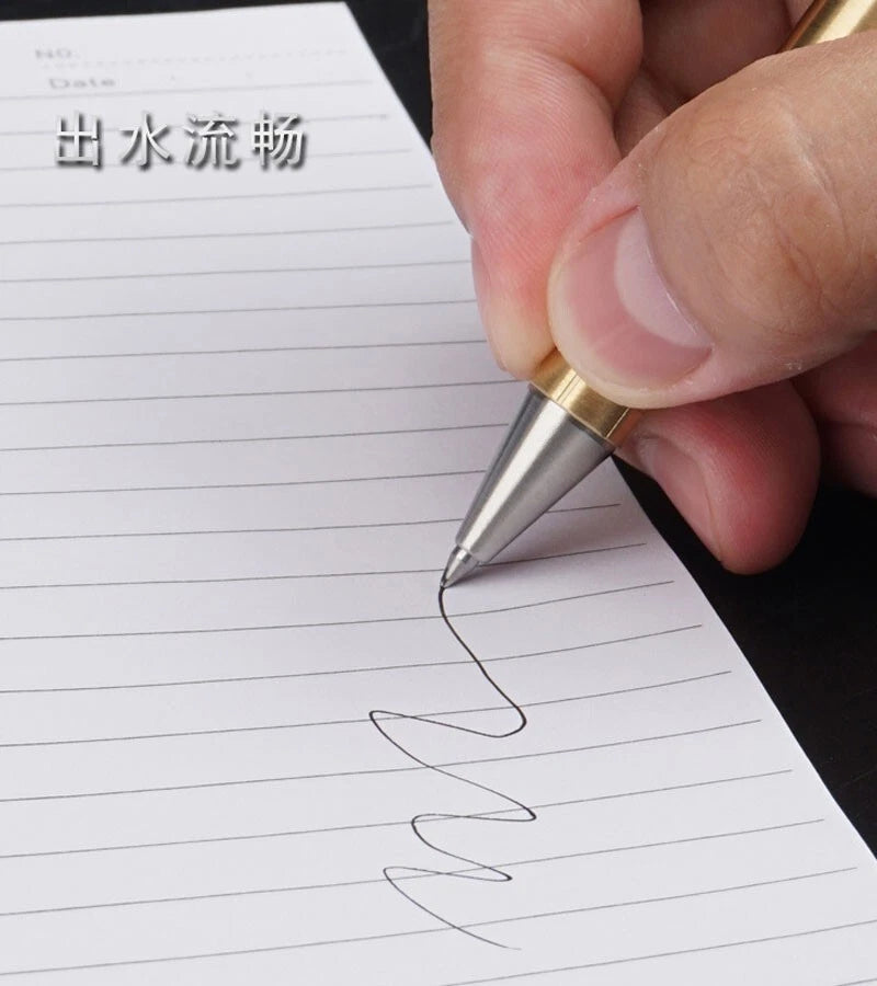 EDC Brass + Stainless Steel Pocket Ball Pen Business Office Stationery Outdoor 07FC0E-D4 - KOEEK