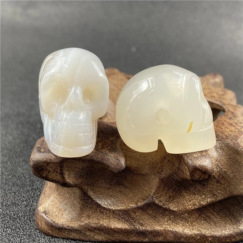 Natural Stone Carved Skull Head Charms Pendants Fit Necklace Jewelry Making 1pcs 07FC0E-D4 - KOEEK