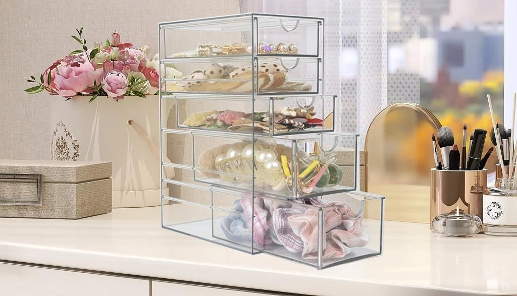 Plastic drawer storage box with 5 different sizes of drawers 07FC0E-D4 - KOEEK
