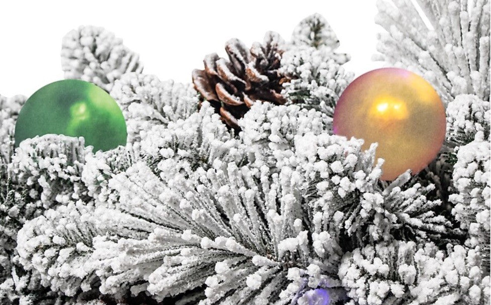 GE Color Choice 100 LED Color Changing 9Ft Flocked Pine Garland 8 Light Effects GE - KOEEK