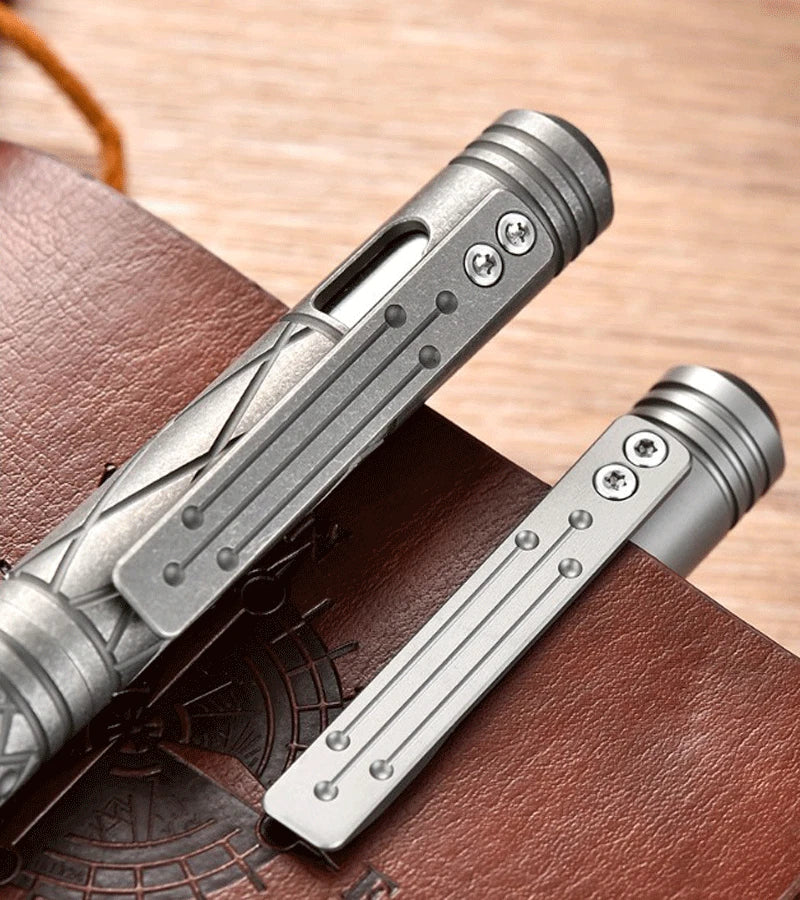 EDC Titanium Pocket Ball Pen Office Signature Working Stationery w/ 5 G2 Refills 07FC0E-D4 - KOEEK
