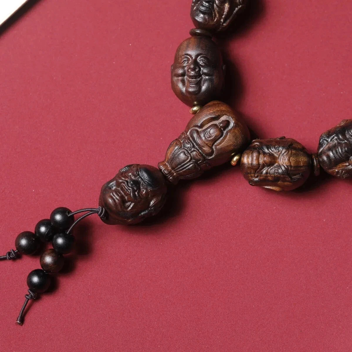 Natural Agarwood Carving Eighteen Arhats Buddha Prayer Beads Men  Bracelet 07FC0E-D4 - KOEEK