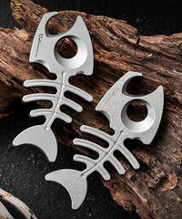 Titanium Alloy Fishbone Shape Bottle Opener Keychain Necklace Pendant EDC Gift 07FC0E-D4 - KOEEK