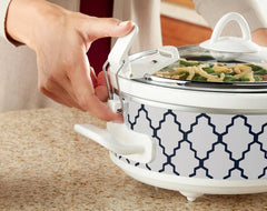 Compact 2.5-Quart Casserole Slow Cooker (White/Blue), Durable and Compact 07FC0E-D4 - KOEEK