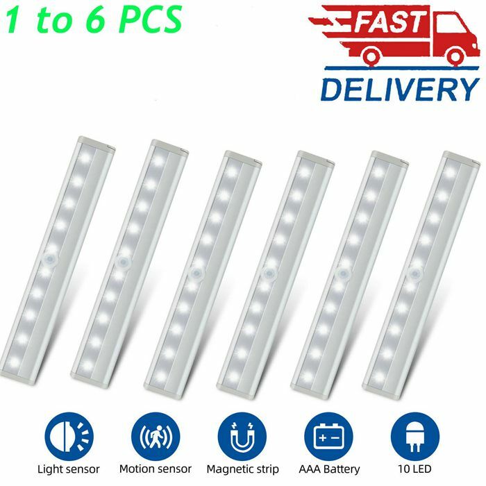 1 to 6 pack 10 LED Motion Sensor Closet Lights Under Cabinet Battery Night Light 07FC0E-D4 - KOEEK