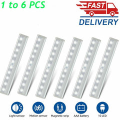 1 to 6 pack 10 LED Motion Sensor Closet Lights Under Cabinet Battery Night Light 07FC0E-D4 - KOEEK
