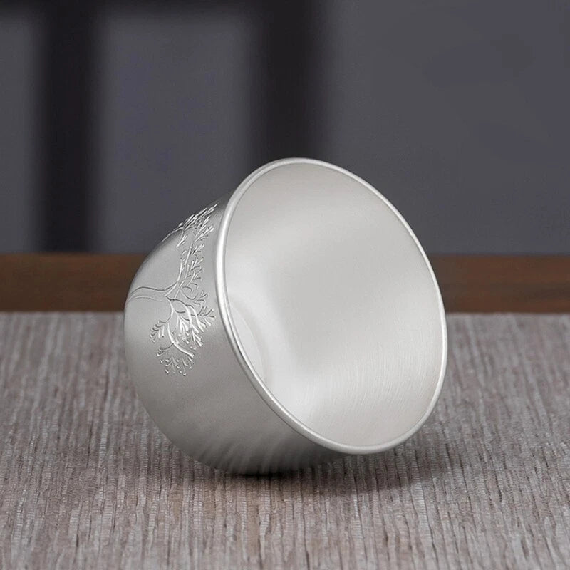 Pure Silver Master Cup 999 Sterling Silver Marked Tea Cup Health Care Chinese 07FC0E-D4 - KOEEK
