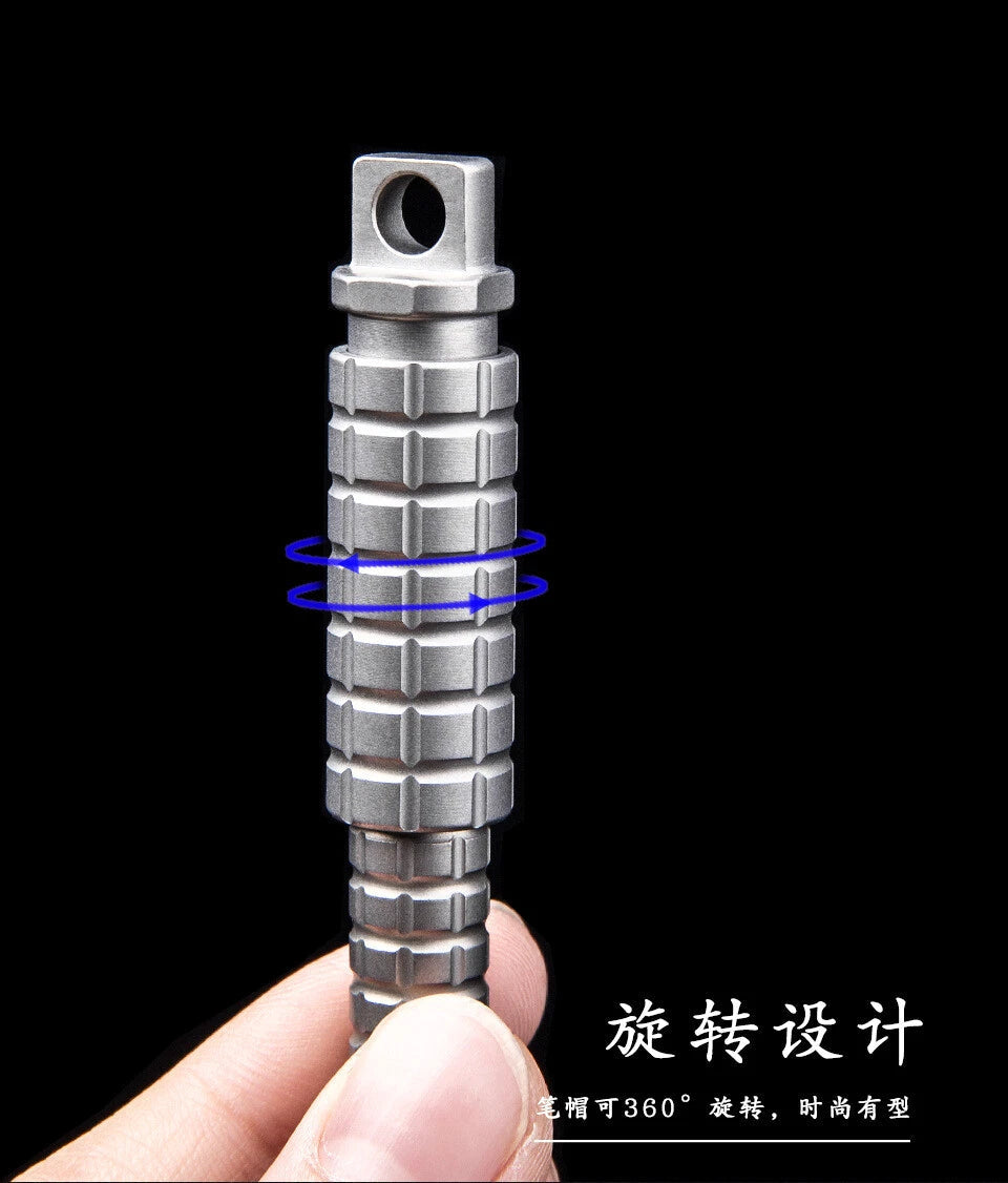 Titanium Alloy Mini Pocket Pen Outdoor EDC Tool Portable Keychain Ballpoint Pen 07FC0E-D4 - KOEEK