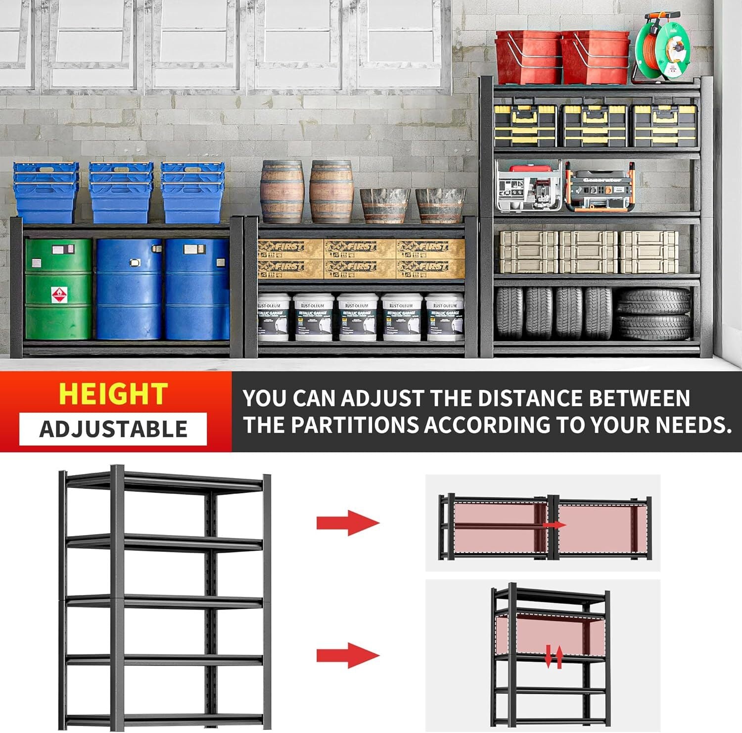 new Storage Shelves Garage Shelving Heavy Duty - 72''H 16"D x36"W x72"H 07FC0E-D4 - KOEEK