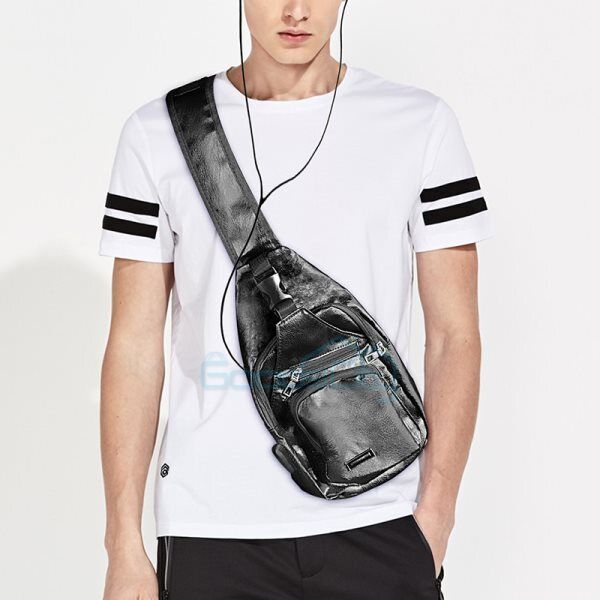 ny Mochila De Cuero Casual Para Hombres Bolso Bandolera Impermeable Bolsa Hombro