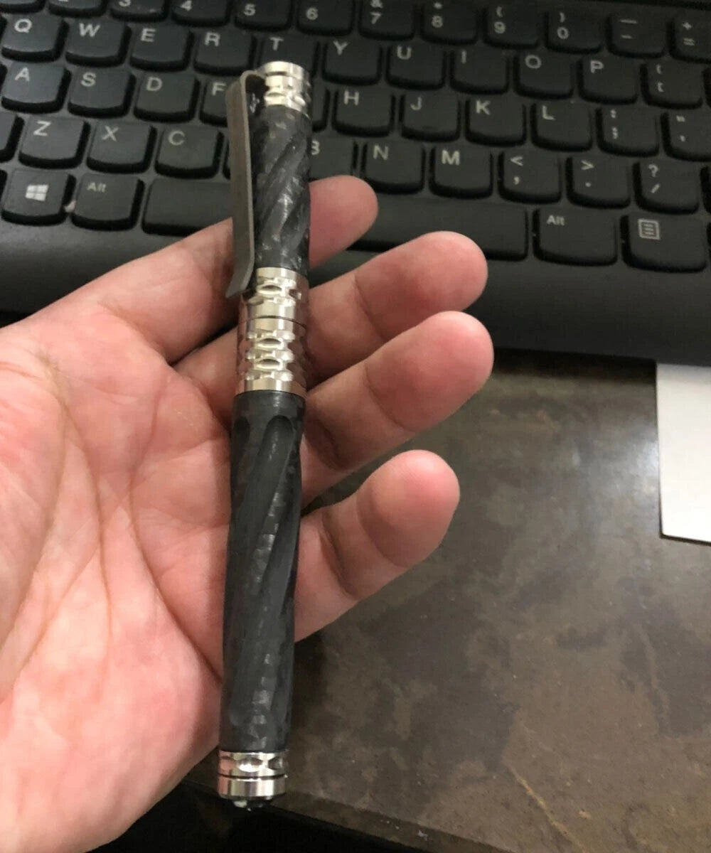 Swirl Solid Titanium Carbon Fiber Ball Pen Business Office Signature Gel Pen EDC 07FC0E-D4 - KOEEK