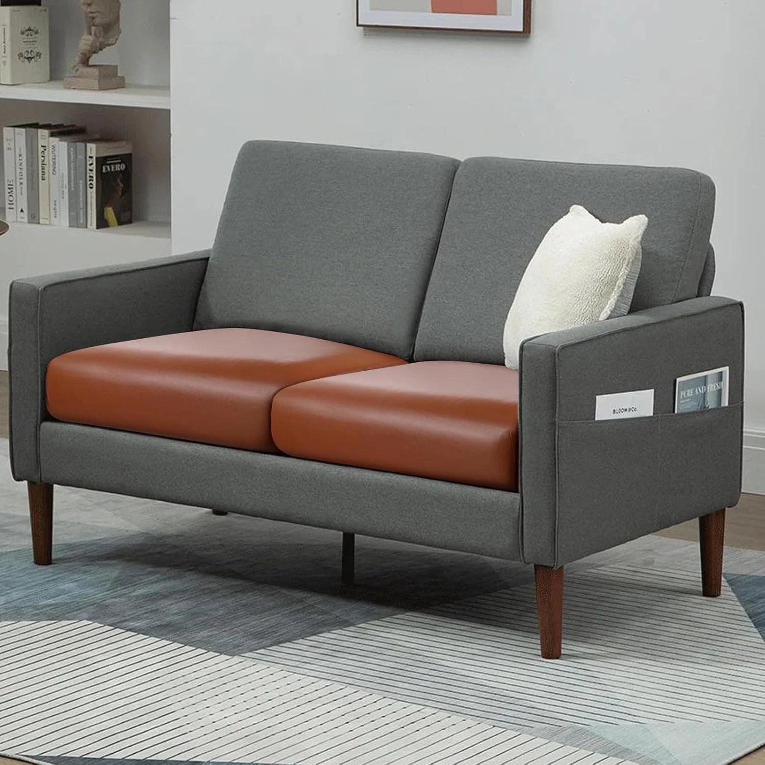 PU Leather Couch Cushion Cover, Waterproof Stretch Sofa Cushion Slipcovers 07FC0E-D4 - KOEEK