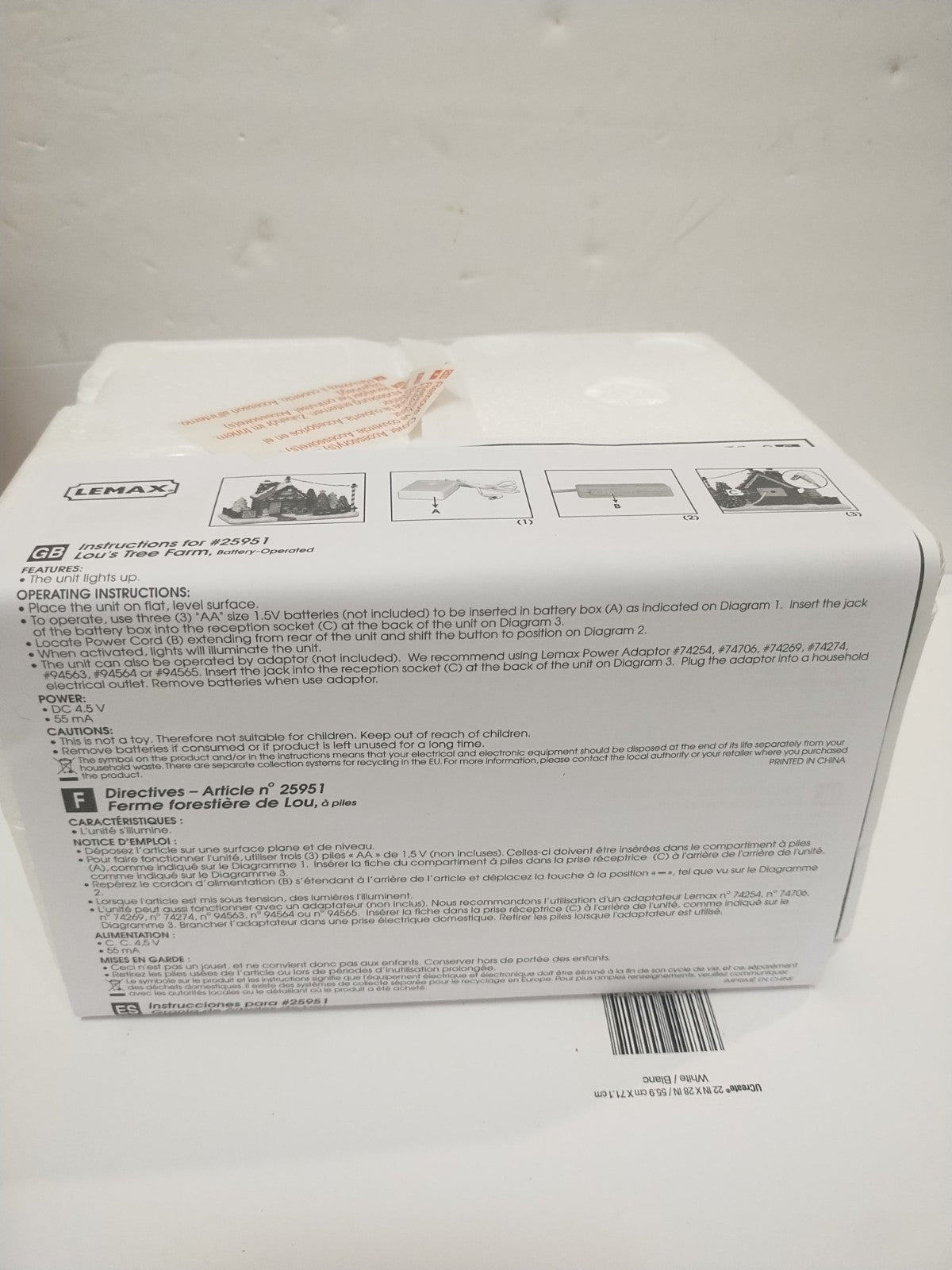 LEMAX #25951  "LOU'S TREE FARM"   SUGAR & SPICE LIGHTED BUILDING  OPEN BOX LEMAX - KOEEK