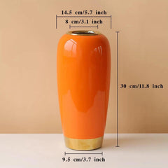 Ceramic Large Vase, Orange 11.8 Inch Tall Floor Vase, Rustic Decorative Vase 07FC0E-D4 - KOEEK