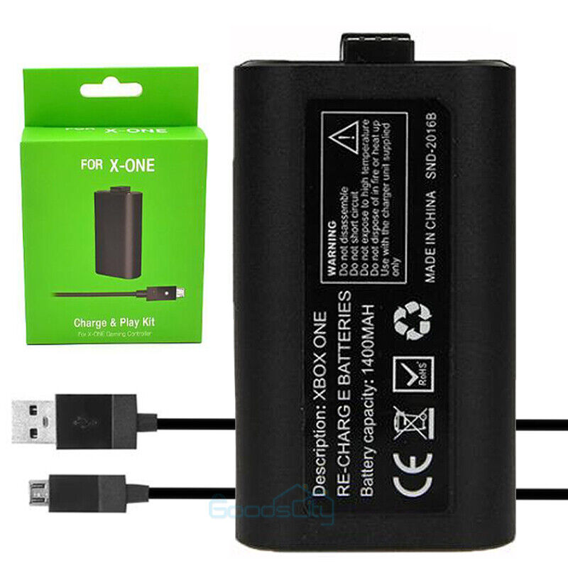 nytt for Microsoft Xbox One oppladbart batteri + USB-ladekabel Xbox One -