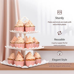 5 Piece Cake Stand Set with 2 x Large 3-Tier Cupcake Stands, 3 x Appetizer Trays 07FC0E-D4 - KOEEK