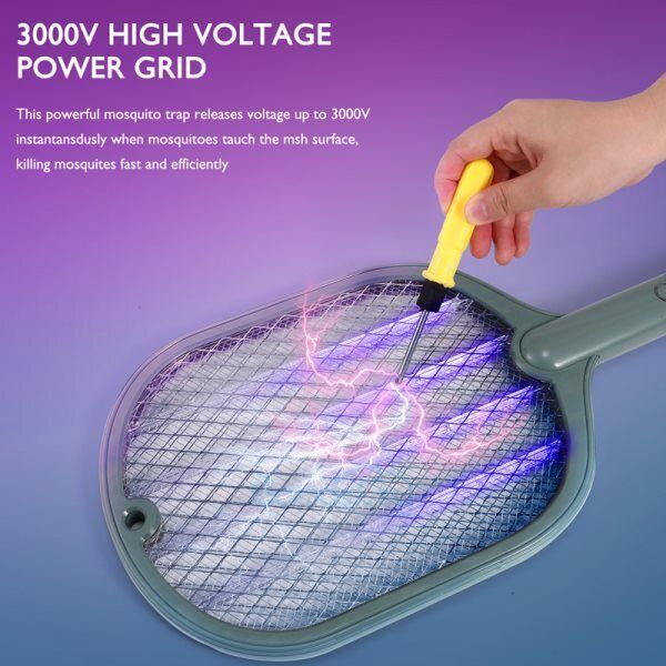 ny 2en1 Raqueta Bug Insectos Zapper Para Mata Mosquitos Electrica USB genopladelig