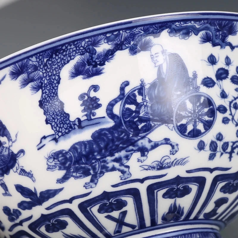 Blue White Figure Guiguzi Downhill Bowl Antique Ornaments Porcelain Collection 07FC0E-D4 - KOEEK
