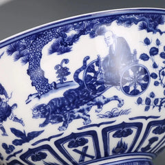 Blue White Figure Guiguzi Downhill Bowl Antique Ornaments Porcelain Collection 07FC0E-D4 - KOEEK