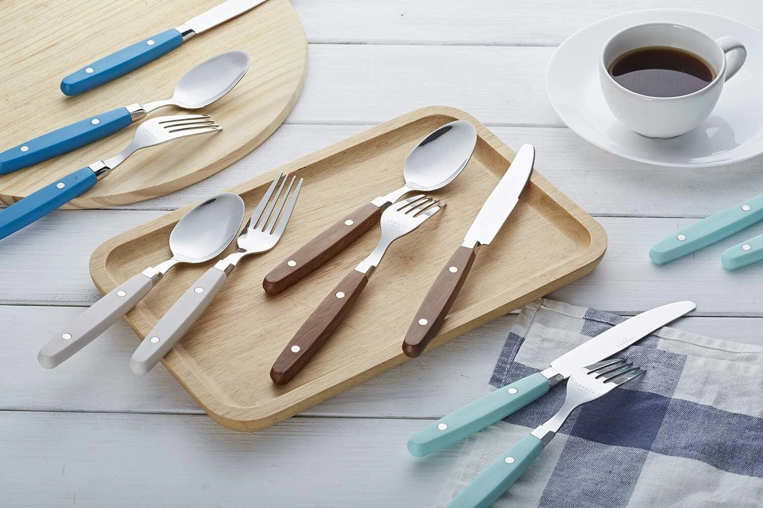 Silverware Set of 20 Stainless Steel Flatware with Colored Handle Rivets 07FC0E-D4 - KOEEK