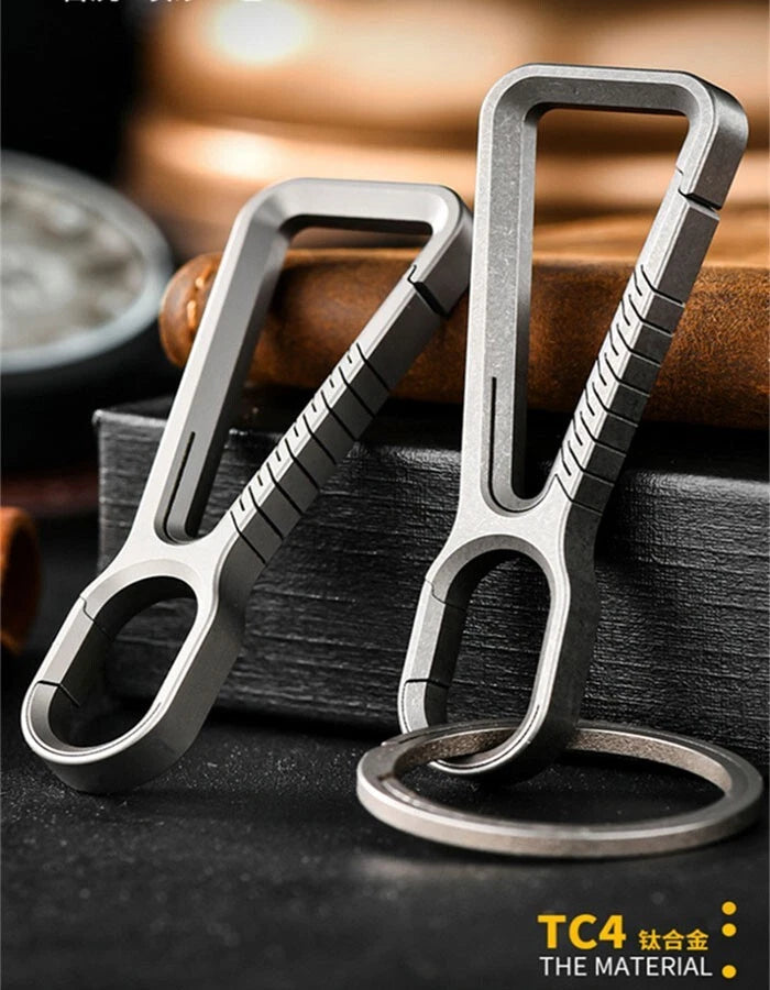 EDC Titanium Alloy Lightweight Key chain Carabiner Hang Buckle with Key Ring 07FC0E-D4 - KOEEK