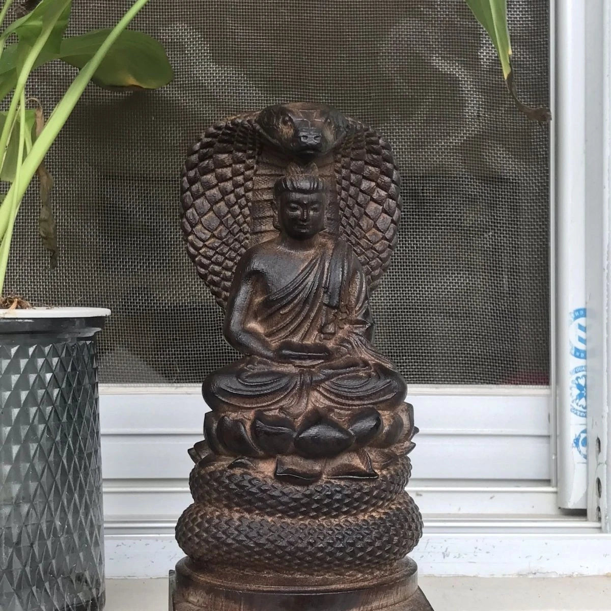 Vietnamese Agarwood Carved Buddha Vairocana Figurine Wooden Sculpture Home Decor 07FC0E-D4 - KOEEK