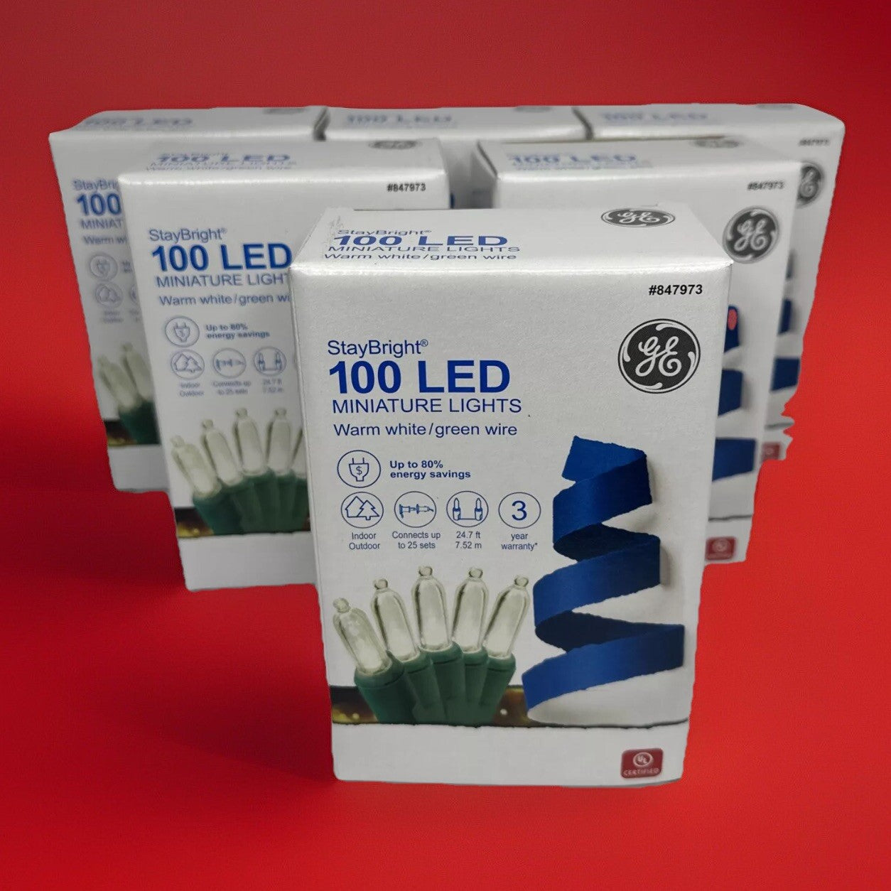 GE 100 Count StayBright Warm White LED String Christmas Lights **6 BOXES** GE - KOEEK