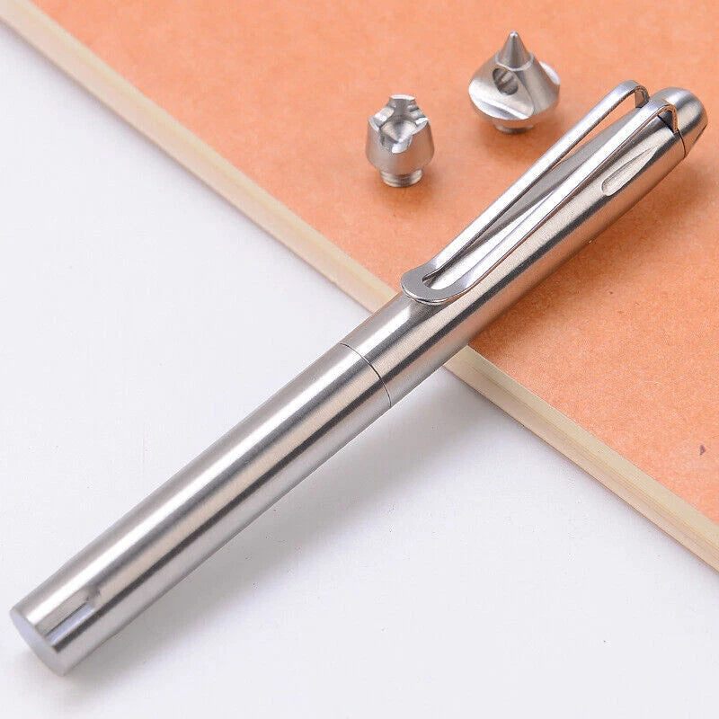Stainless Steel Writing Pen 3 heads Heavy Duty EDC Ballpoint Pen Survival Tools 07FC0E-D4 - KOEEK