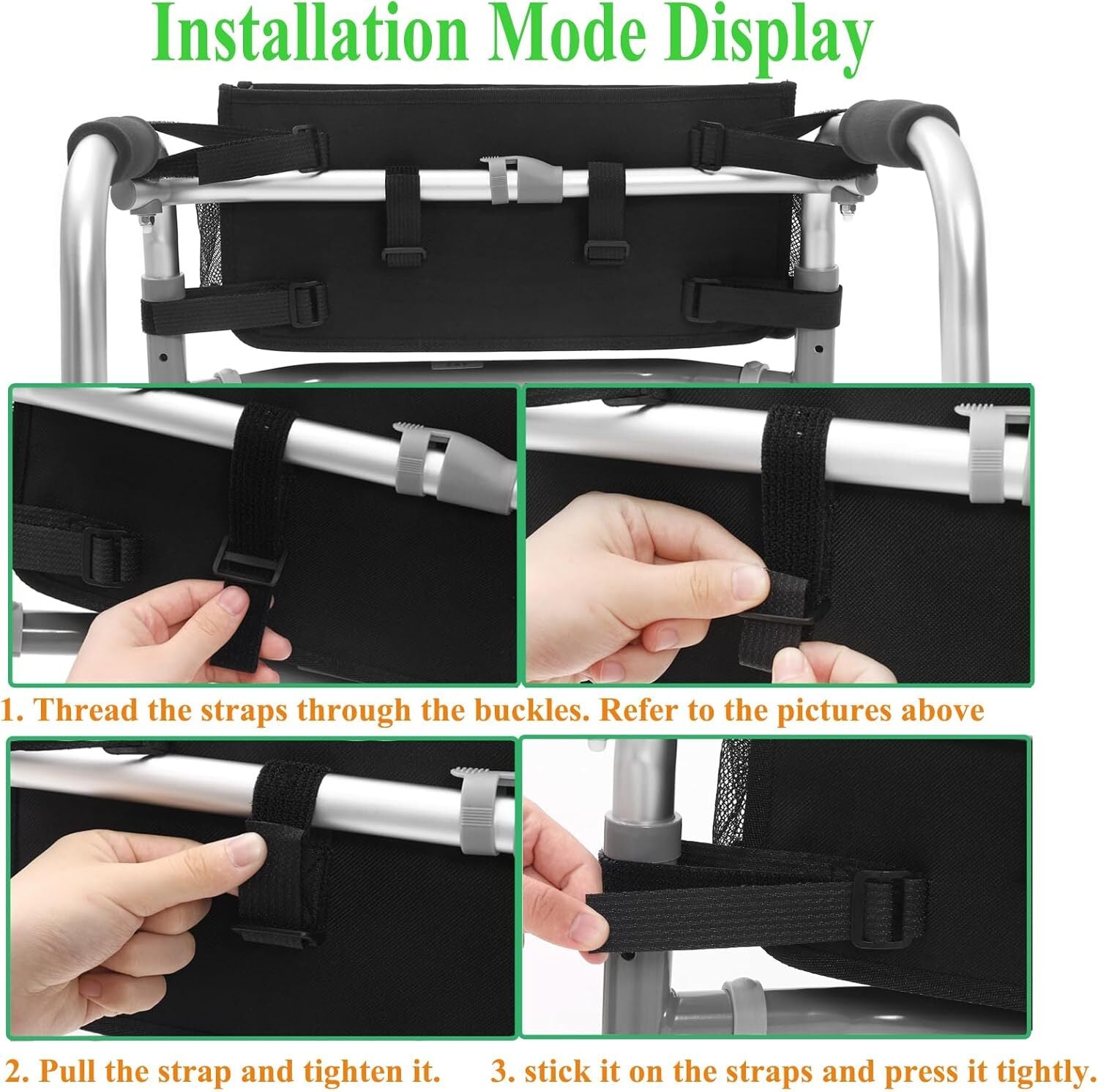 new Upgrade Walker Basket with Cup Holder, Foldable Storage Bag for Black 07FC0E-D4 - KOEEK