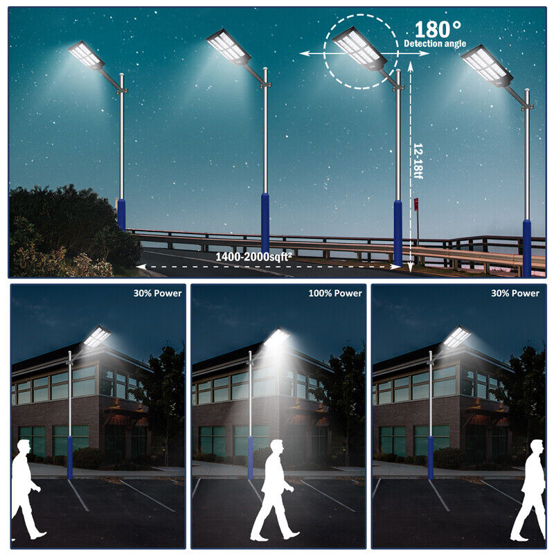 ny kommerciel 1200W solcellelys udendørs bevægelsessensor 900000000LM parkeringspladslys