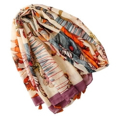 Women Tropical Floral Garden Stole Scarf Summer Spring Soft Neckerchief Shawl 07FC0E-D4 - KOEEK