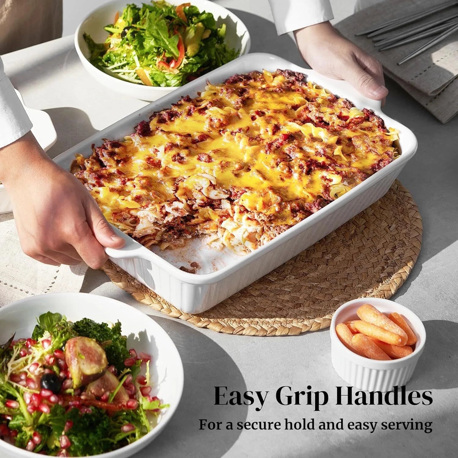 Oven Casserole, Baking Pan Set, Ceramic Bakeware 3-Piece Set 07FC0E-D4 - KOEEK
