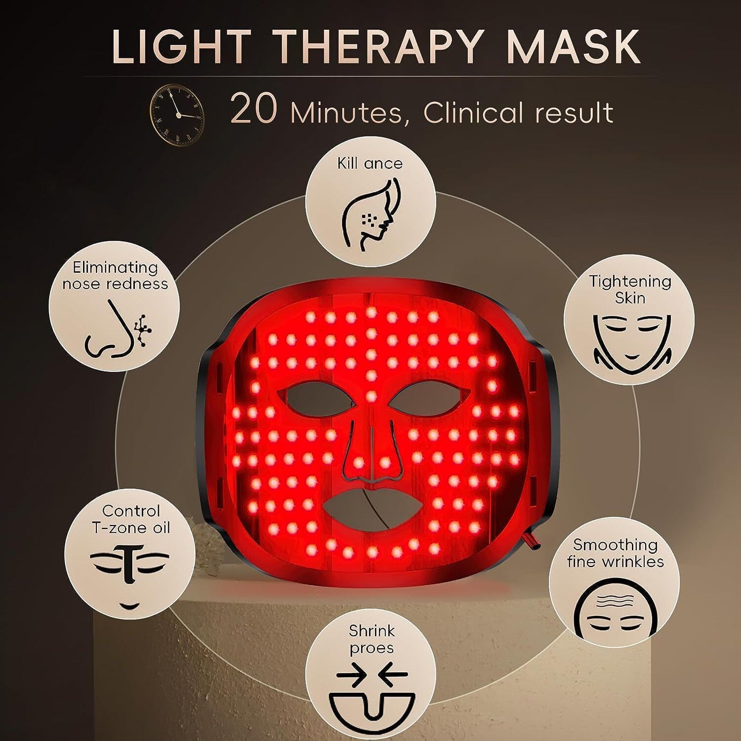 ny Red Light Therapy Face LED Face Mask Lys Therapy Mask for Facial Skin Care US